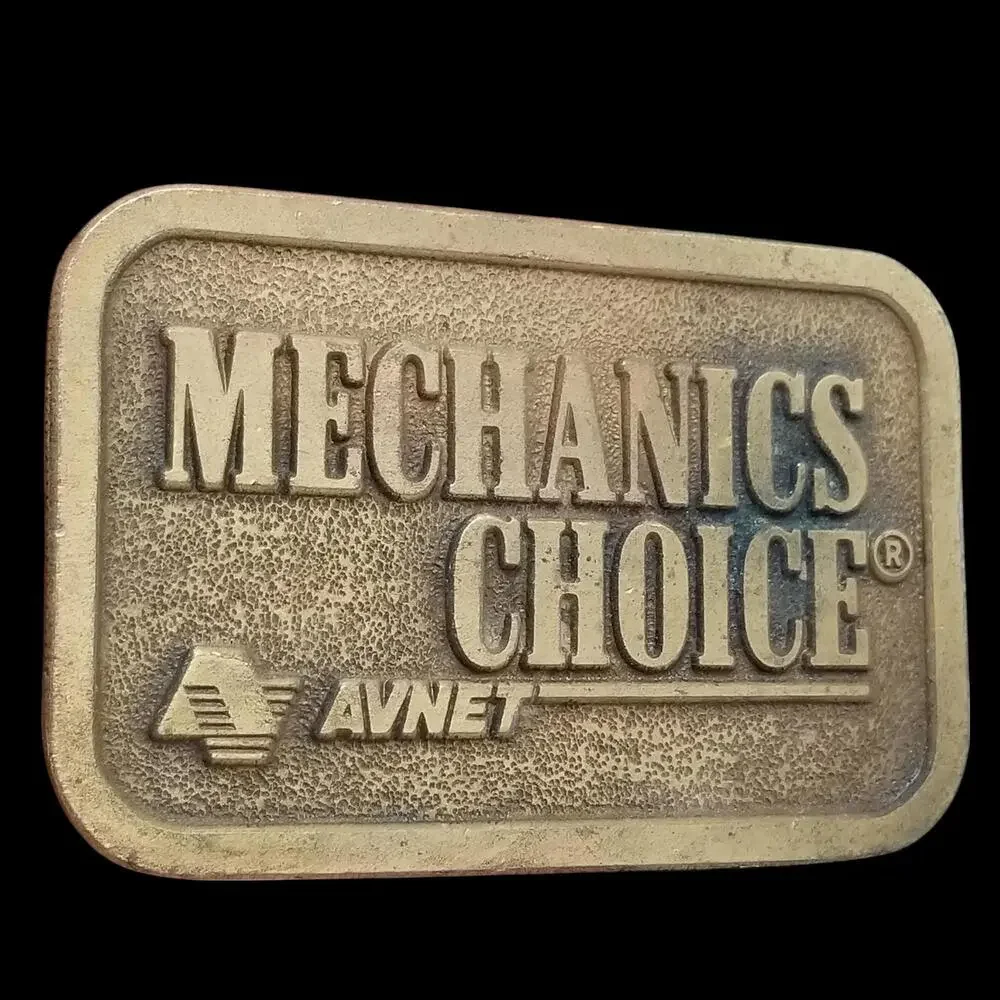 Vintage Mechanics Choice Avnet Brass Belt Buckle - Rustic Industrial Collectible